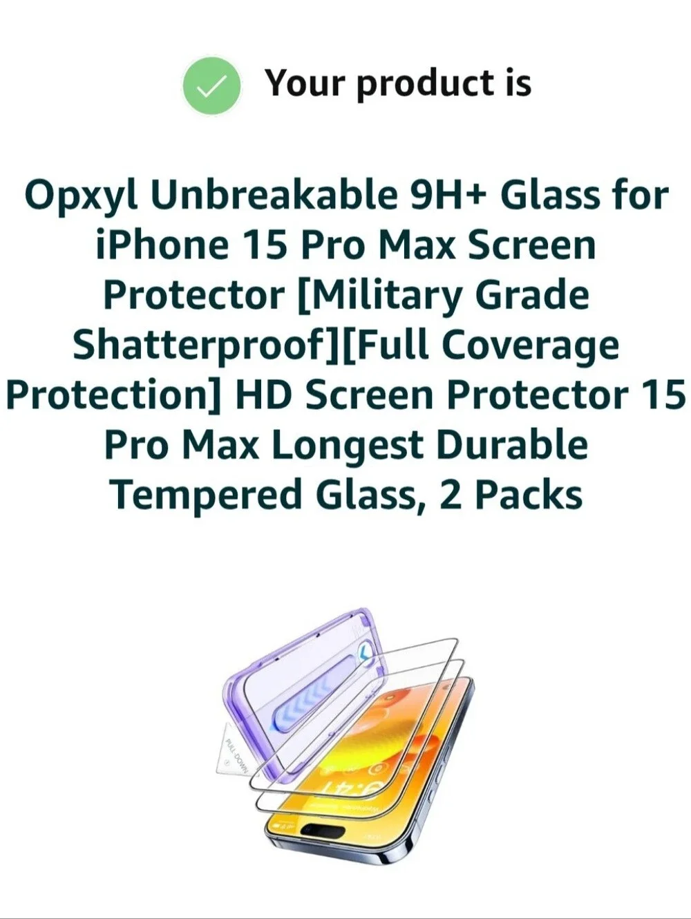 Tempered Glass Screen Protector -iPhone 15 PRO MAX 2 - 2 BOXES- 2 SCREENS EACH